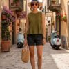 The Florentine Pleated Cotton Satin Top